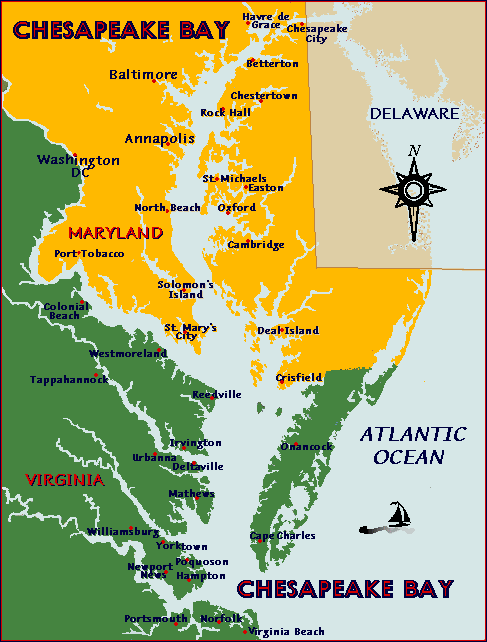 Chesapeake Bay Map. Map of the Chesapeake Bay