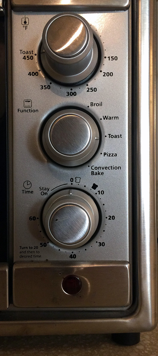 controls for
          toaster oven