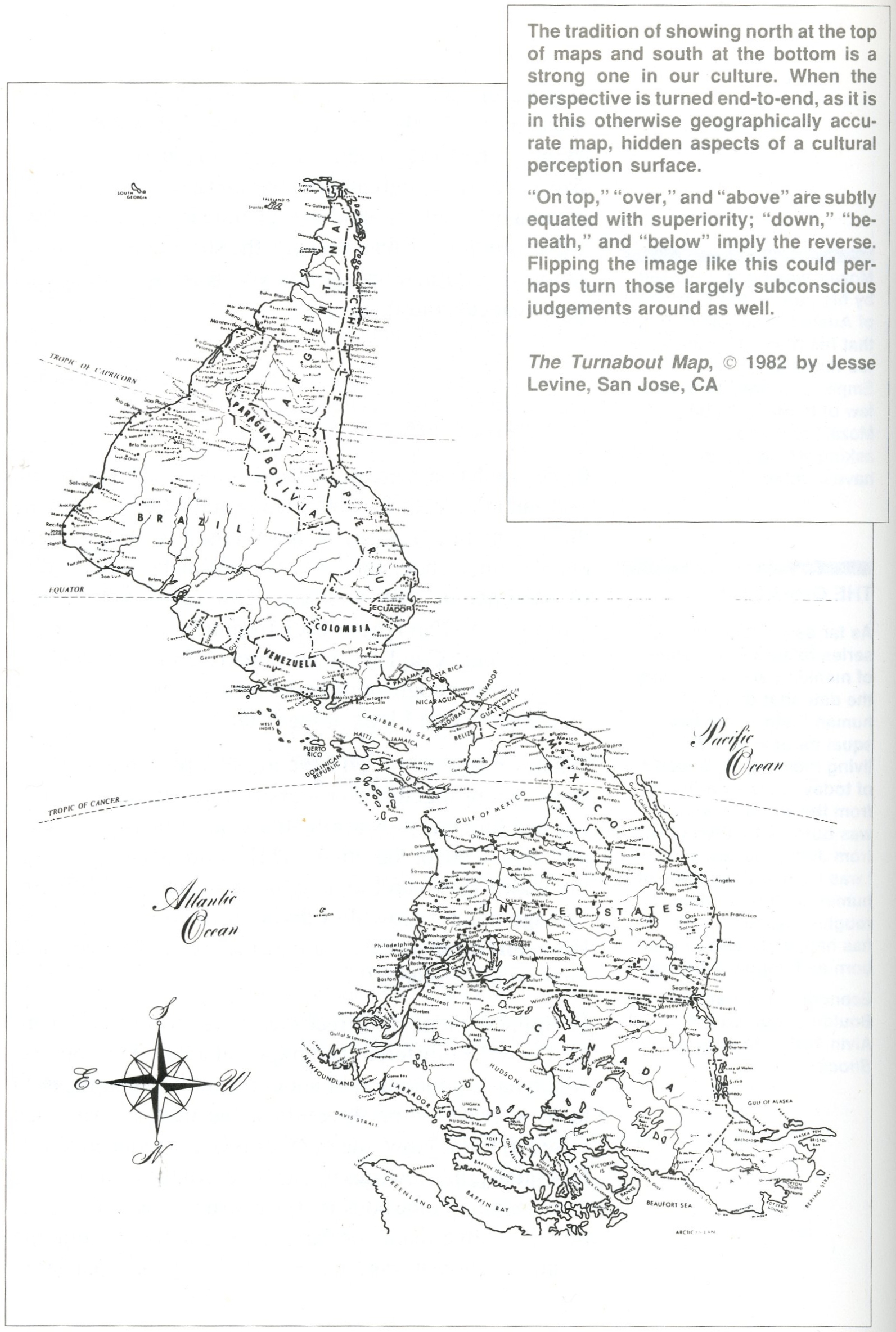 'upside down' map of
        the americas