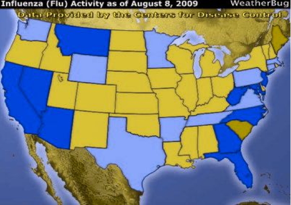 Influenza in
      the US graphic - color blind version