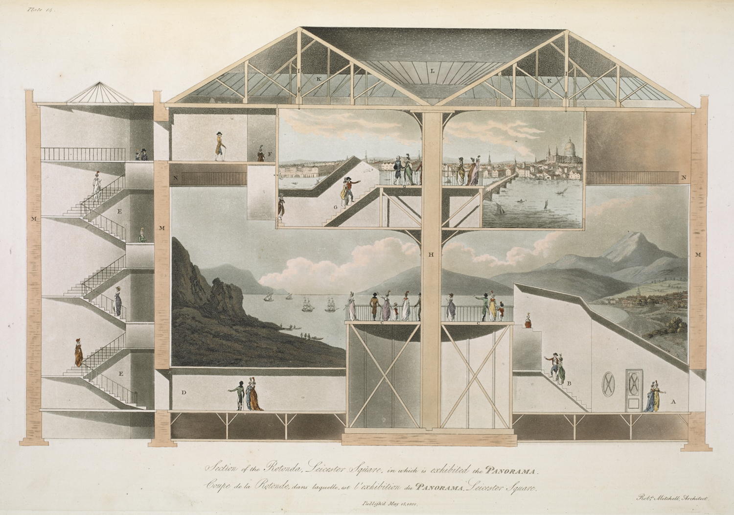 Robert Barker's panoramic rooms
          in Leicester Square, London