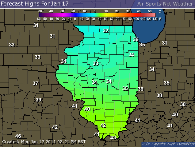 Illinois interpolated temperatures