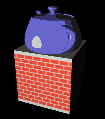 toon teapot on a brick base
