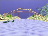 A bridge over water with trees and bushes

Description automatically generated