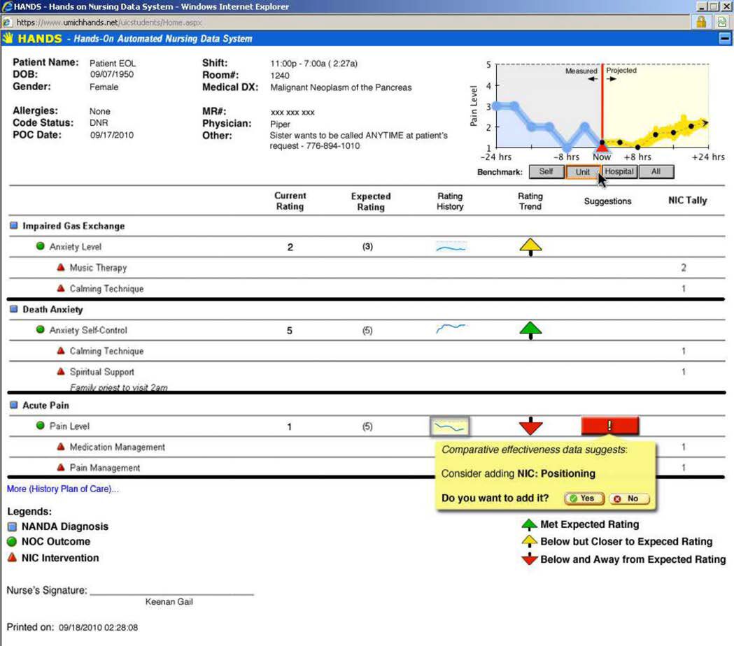 Data Mining Nursing Care Plans of End of Life Patients: A Case Study to Improve Healthcare Decision Making