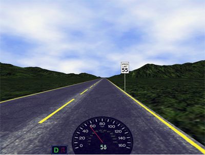 Driving Simulator Long, Straight Road Scenario