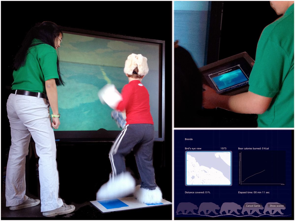Users experiencing A Mile in My Paws immersive environment.