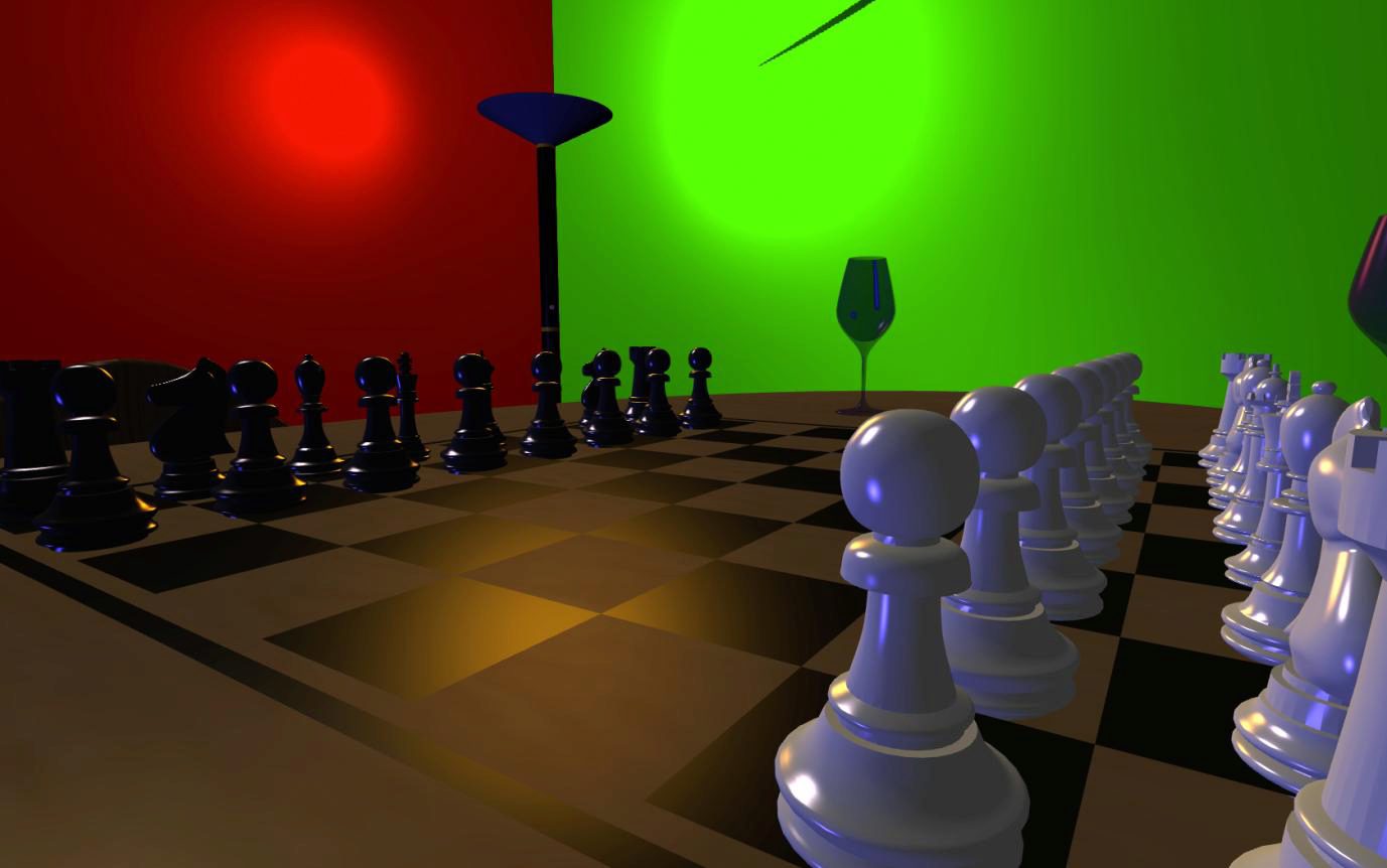 A scene with multiple light sources being rendered with the Phong vertex and fragment shaders