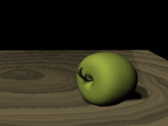 golden delicious apple on a wood table top