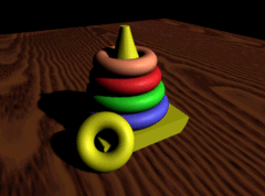 favorite toy of the diaper set, the plastic donuts that fit over a plastic tower connected to a curved base